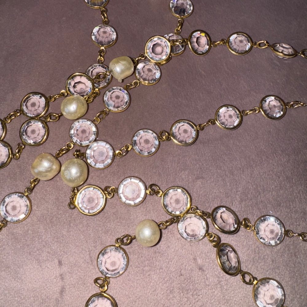CHANEL Pink and Gold Multi-Strand Necklace with Organic Design